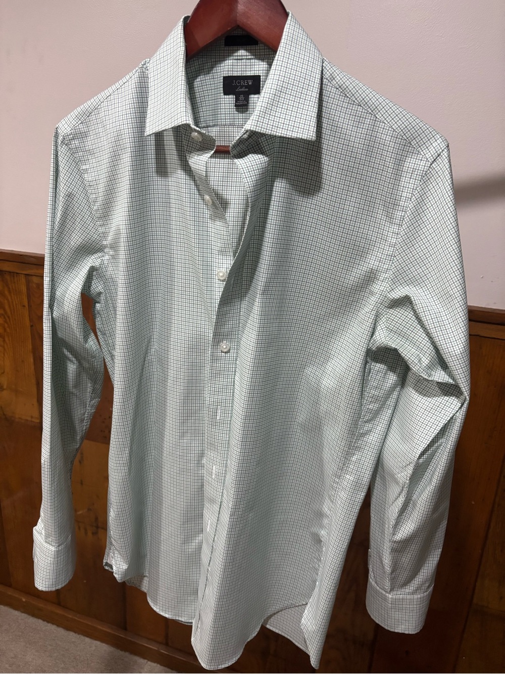 J. Crew Men's Green Micro-Check Dress Shirt